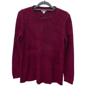 J. Jill Sweater Womens XS Petite Burgundy Crewneck Chenille Knit Long Sleeve